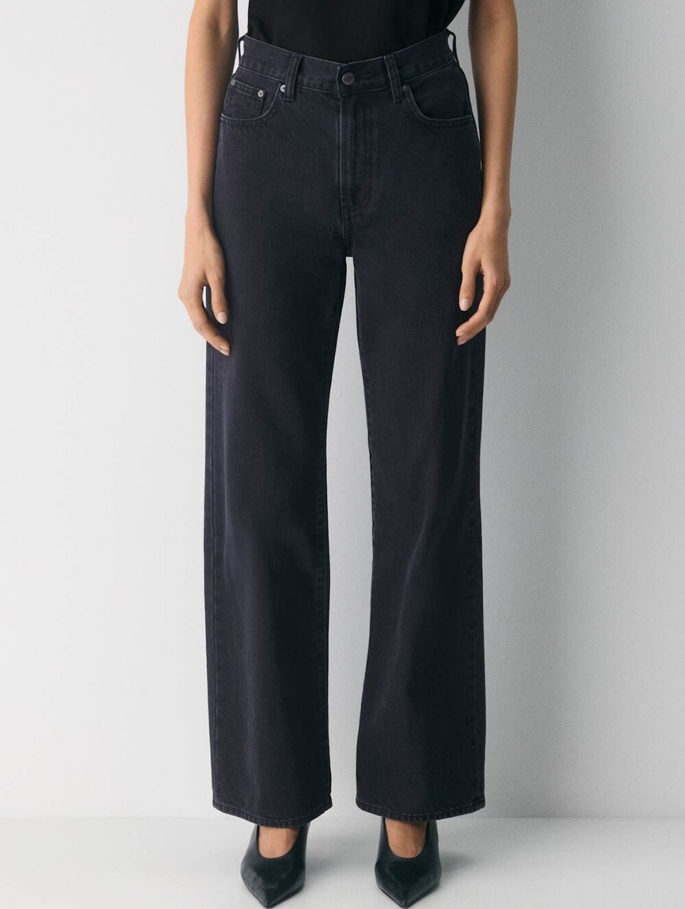 Aritzia Denim Forum The Fraah High Rise Wide Leg 28W 30L In Black Eyeliner